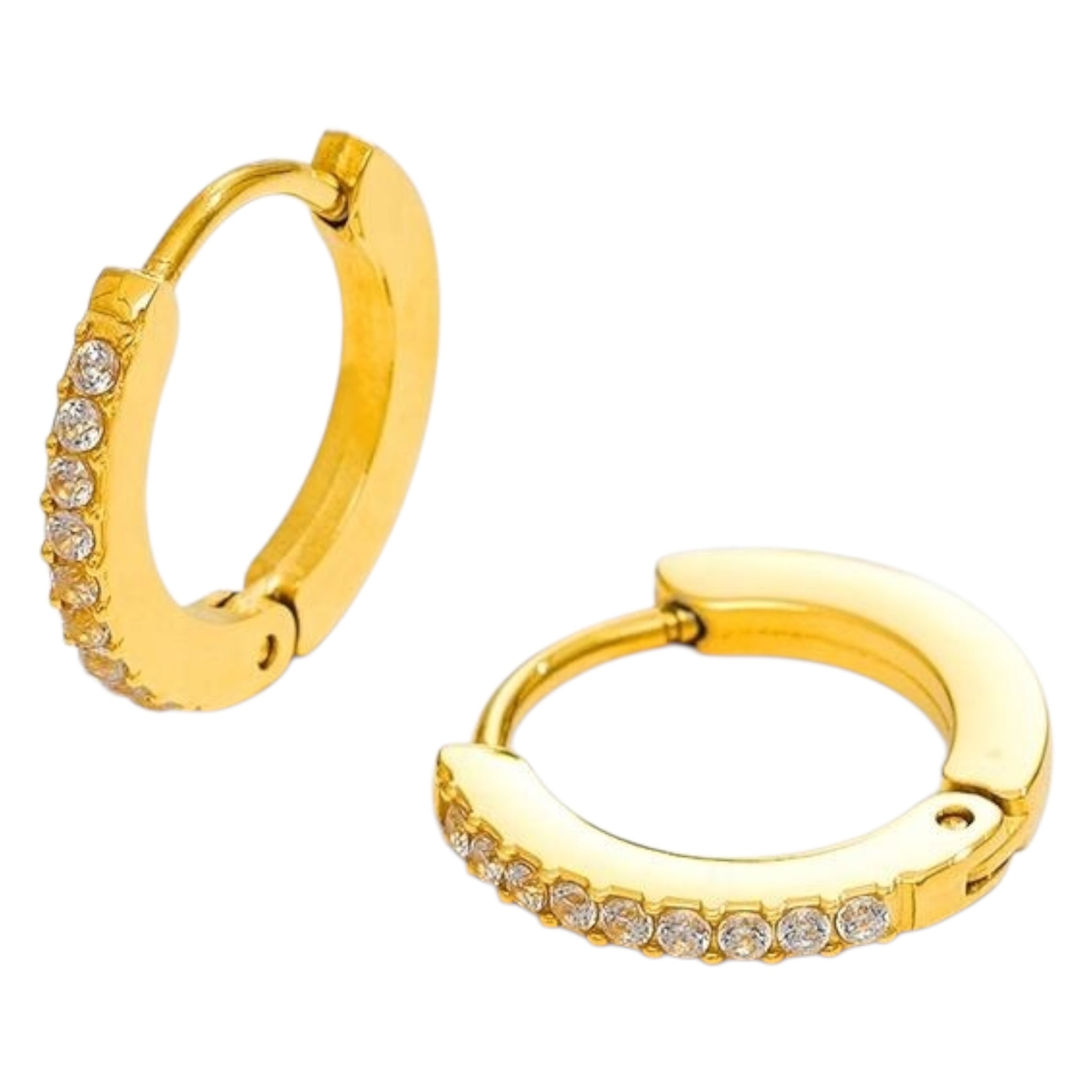 Små runde øreringe med klare zirkonia