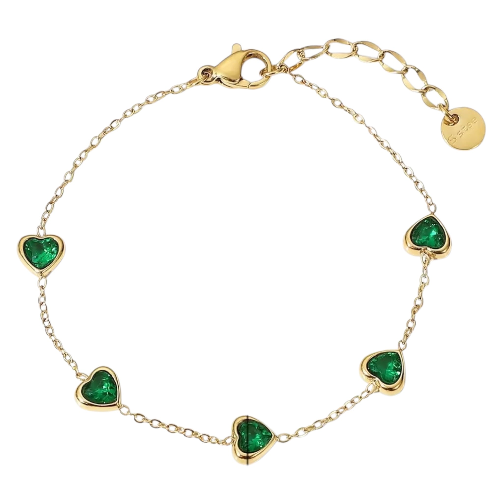 Armbånd med grønne hjerteformede cubic zirkonia